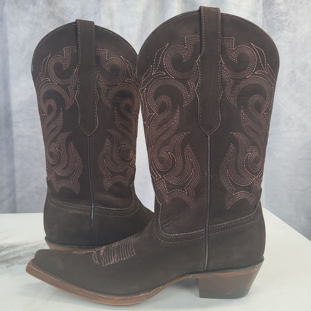 El General x Senor De Los Cielos Nubuck Western Cowgirl Boots Women's 6 M Brown - Picture 7 of 16